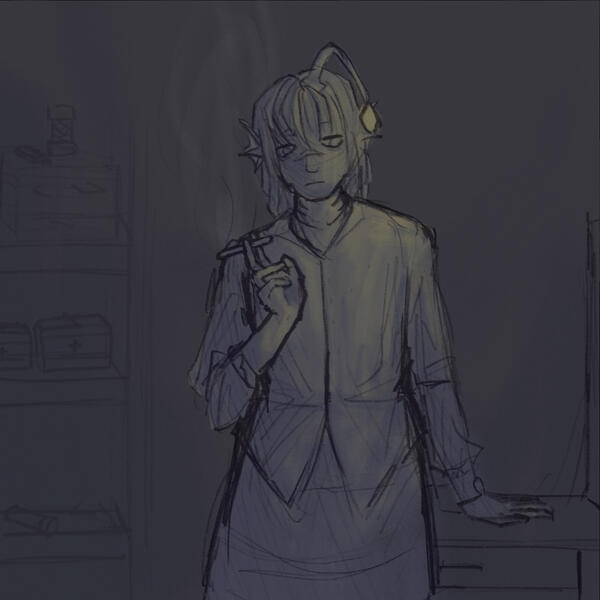 ”late night Sebastian sketch AKA fish man being angsty” june 14, 2025